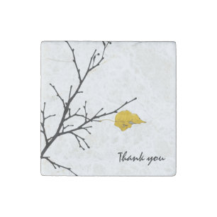 Yellow Lime Tree Leaf Stone Magnet