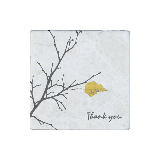 Yellow Lime Tree Leaf Stone Magnet (Front)