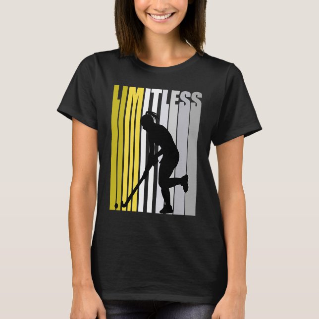 Yellow Limitless Hockey Birthday Cute Retro Female T-Shirt (Front)