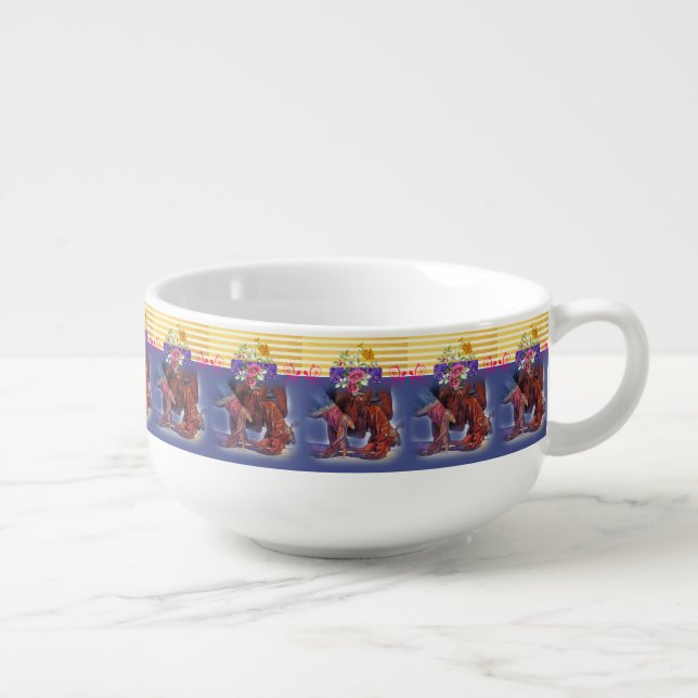 Yellow Line Dancing Stripe Cowboy Soup Mug (Left)