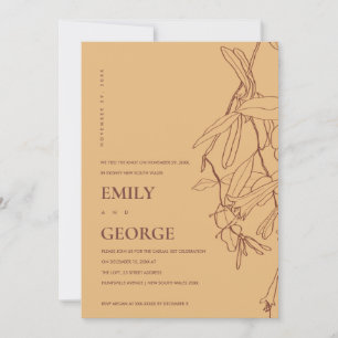 YELLOW LINE DRAWING FLORAL WE TIED THE KNOT INVITE