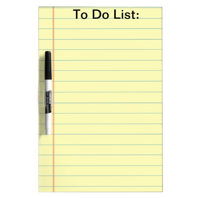 Yellow Lined Paper To Do List- Dry Erase Board (Front)
