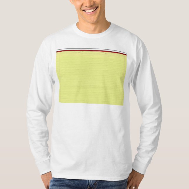 Yellow Lined School Paper Background T-Shirt (Front)