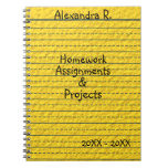 Yellow Lined School Paper Homework Assignments Notebook at Zazzle