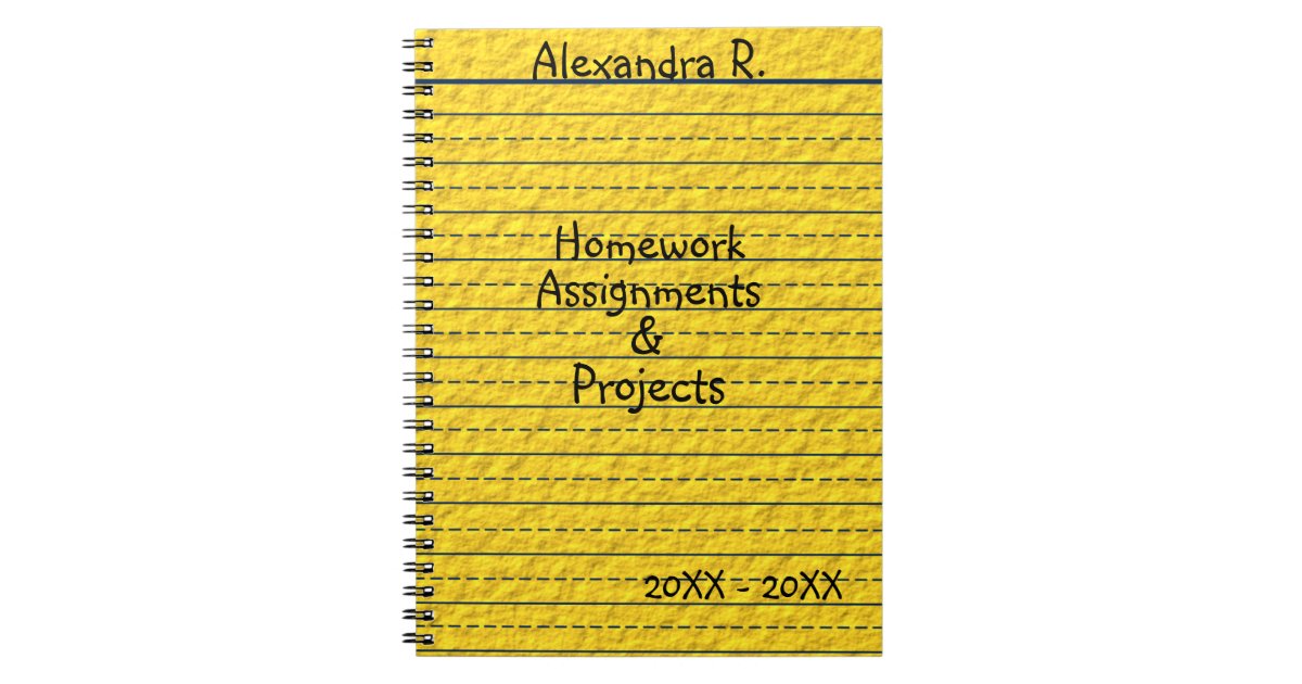 Yellow Lined School Paper Homework Assignments Notebook | Zazzle.com
