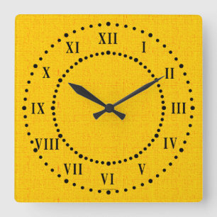 Yellow Linen Look Roman Numeral Wall Clock