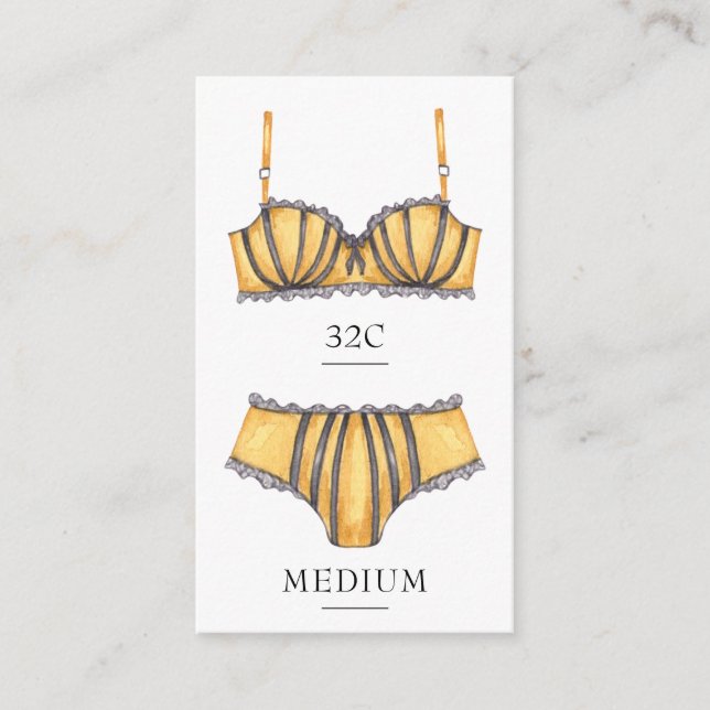 Yellow Lingerie Size Insert Card (Front)