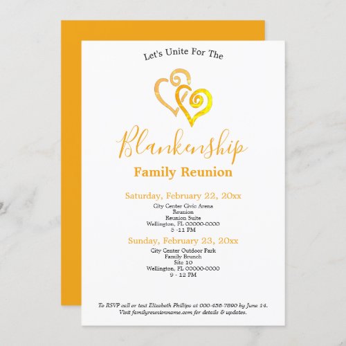 Yellow Linked Hearts Family Reunion Template