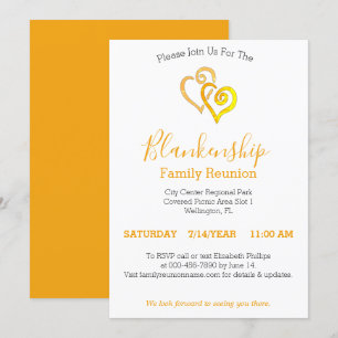 Yellow Linked Hearts Family Reunion Template