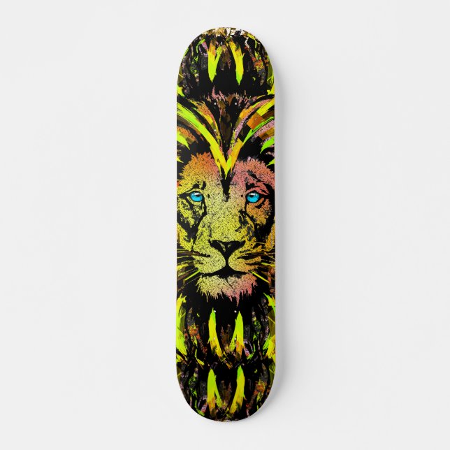 Yellow Lion Head — Lion Face Skateboard (Front)