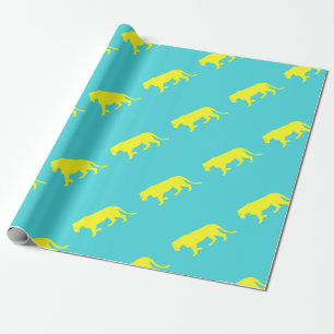 Yellow Lion Outline Wrapping Paper