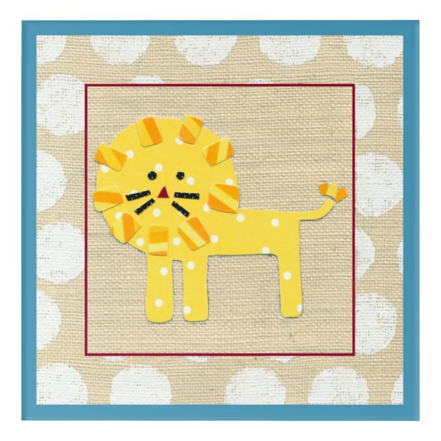 Yellow Lion with White Polka Dots Acrylic Print (Front)