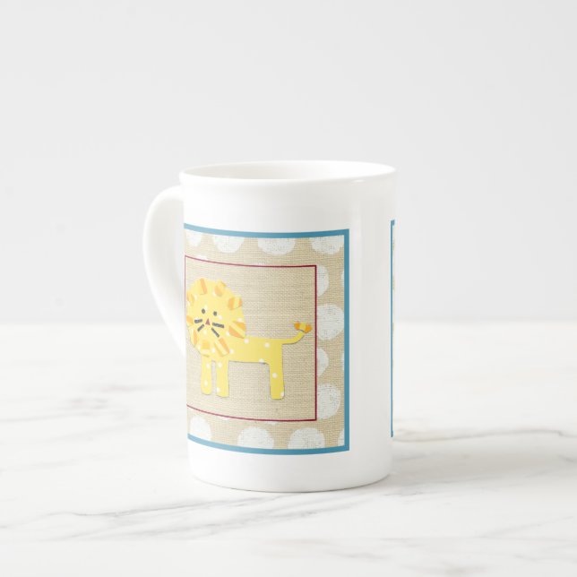 Yellow Lion with White Polka Dots Bone China Mug (Front Left)