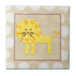 Yellow Lion with White Polka Dots Ceramic Tile