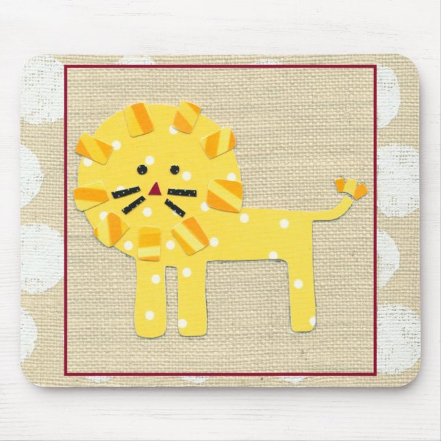 Yellow Lion with White Polka Dots Mouse Pad (Front)
