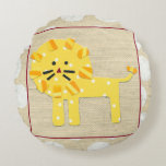 Yellow Lion with White Polka Dots Round Pillow