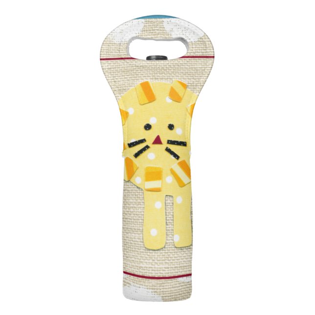 Yellow Lion with White Polka Dots Wine Bag (Back)