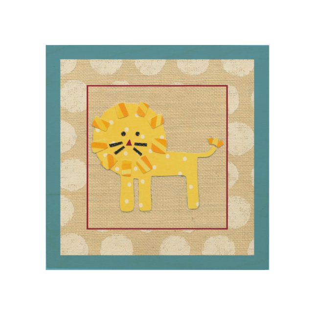 Yellow Lion with White Polka Dots Wood Wall Decor (Front)