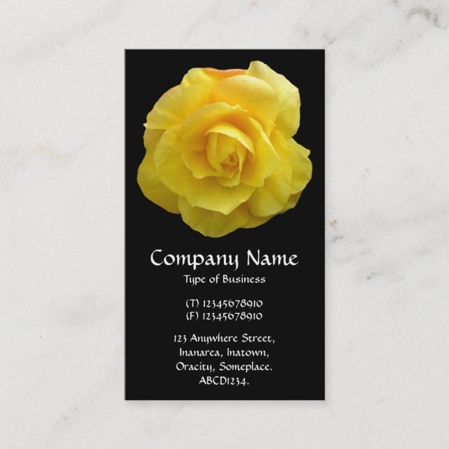 Yellow Lisianthus - Black Business Card (Front)