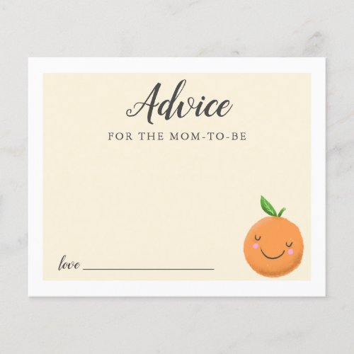 Yellow Little Cutie Baby Shower Advice Card