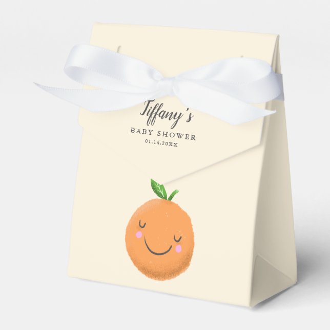 Yellow Little Cutie Theme Baby Shower Favor Boxes (Front Side)