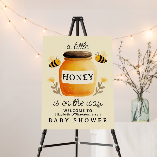 Yellow Little Honey Bee Baby Shower Welcome Foam Board (In Situ (Stand))