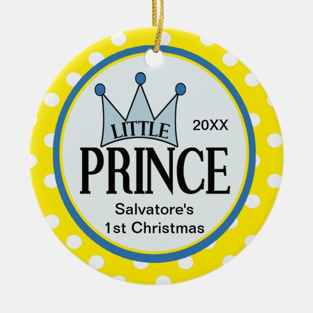 Yellow Little Prince First Christmas Ornament (Front)