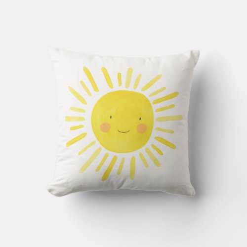 Yellow Little Sunshine Sun Nursery Room Throw Pillow