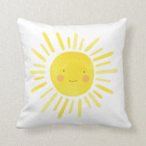 Yellow Little Sunshine Sun Nursery Room Throw Pillow