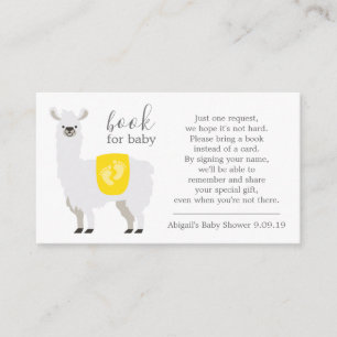 Yellow Llama Polka Dot Book Request Baby Shower Enclosure Card