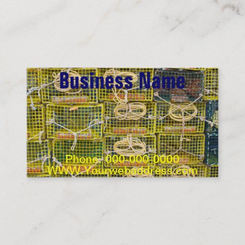 Yellow Lobster Traps stacked on Dock Business Card