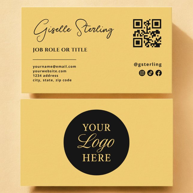 Yellow Logo QR Code Minimalist Professional  Business Card (Creator Uploaded)