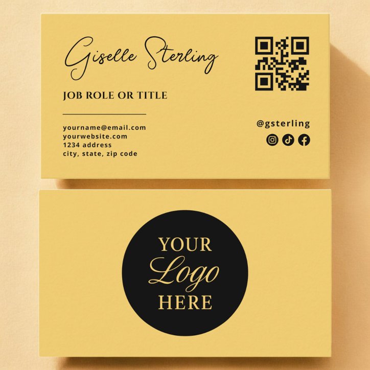Yellow Logo QR Code Minimalist Professional Business Card