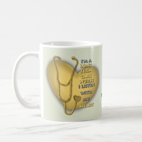 Yellow Long Term Care Nurse custom name Coffee Mug
