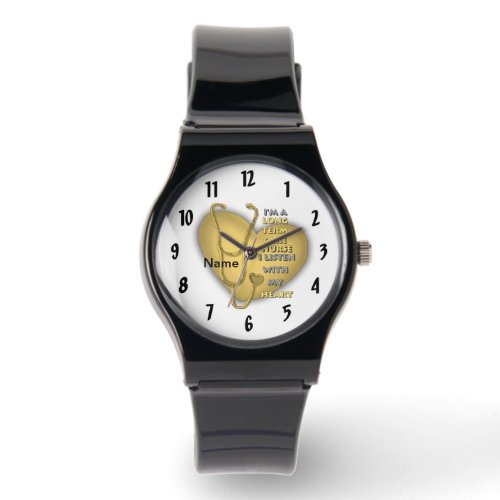 Yellow Long Term Care Nurse custom name Watch