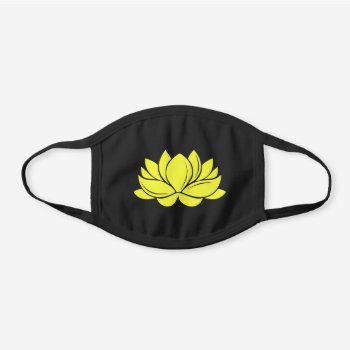 Yellow Lotus Blossom Black Cotton Face Mask by FalconsEye at Zazzle