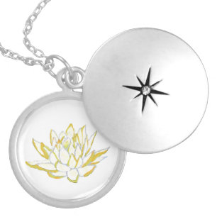 Yellow lotus flower Boho accessories women Locket Necklace