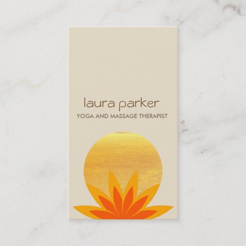 Yellow Lotus Flower Logo Yoga Healing Health Business Card