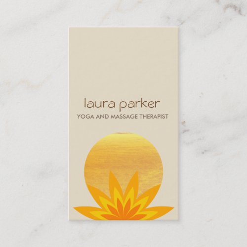 Yellow Lotus Flower Logo Yoga Healing Health Business Card