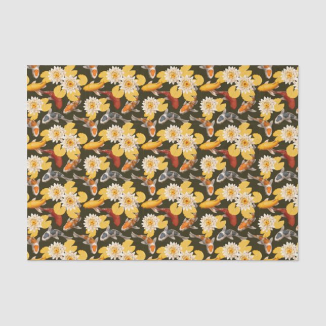 Yellow Lotus Flowers With Loi Fish Tissue Paper (Front)