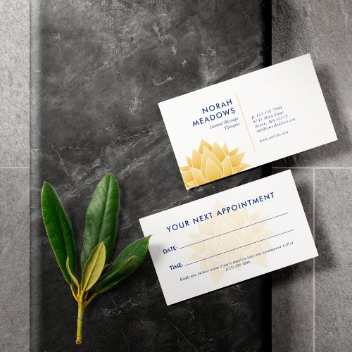 Yellow Lotus Massage Therapy Spa Appointment Card