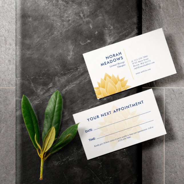Yellow Lotus Massage Therapy Spa Appointment Card (Creator Uploaded)