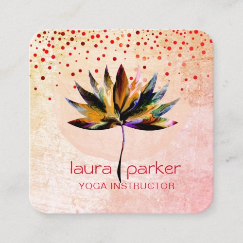 Yellow Lotus Watercolour  Yoga Massage Therapist  Square Business Card