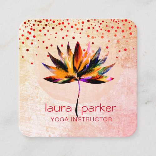 Yellow Lotus Watercolour  Yoga Massage Therapist  Square Business Card