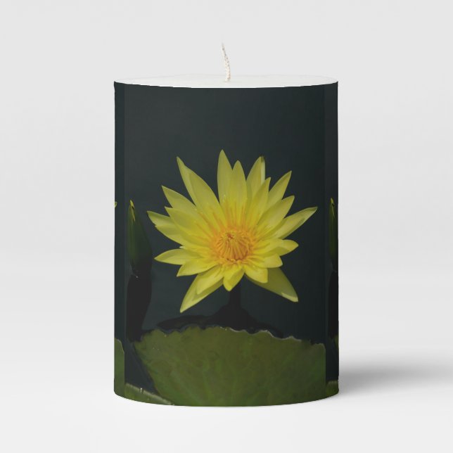 Yellow Lotus Waterlily Flameless Candle (Front)