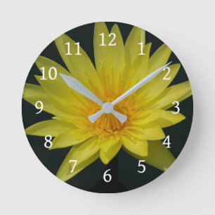 Yellow Lotus Waterlily Round Clock