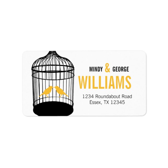 Yellow Love birds Address Labels Large (Front)