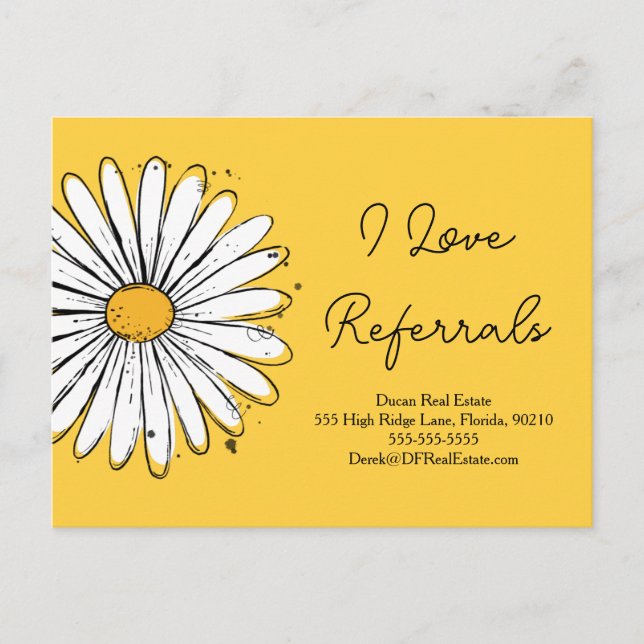 Yellow love referral real estate marketing sell po postcard (Front)