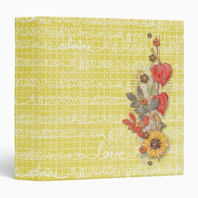 Yellow Love  Scrapbook Photo Album Binder (Front/Spine)