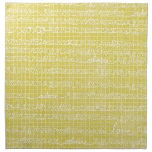 Yellow Love Words Cloth Napkins Dinner Cocktail